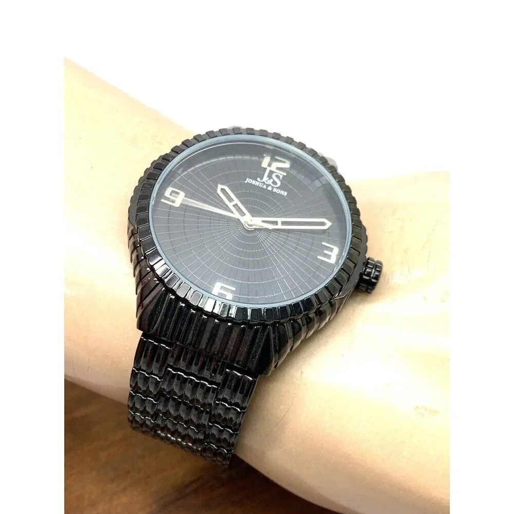 Joshua & Sons Men's Watch JS99BK Quartz Black Dial Stainless Steel 44mm